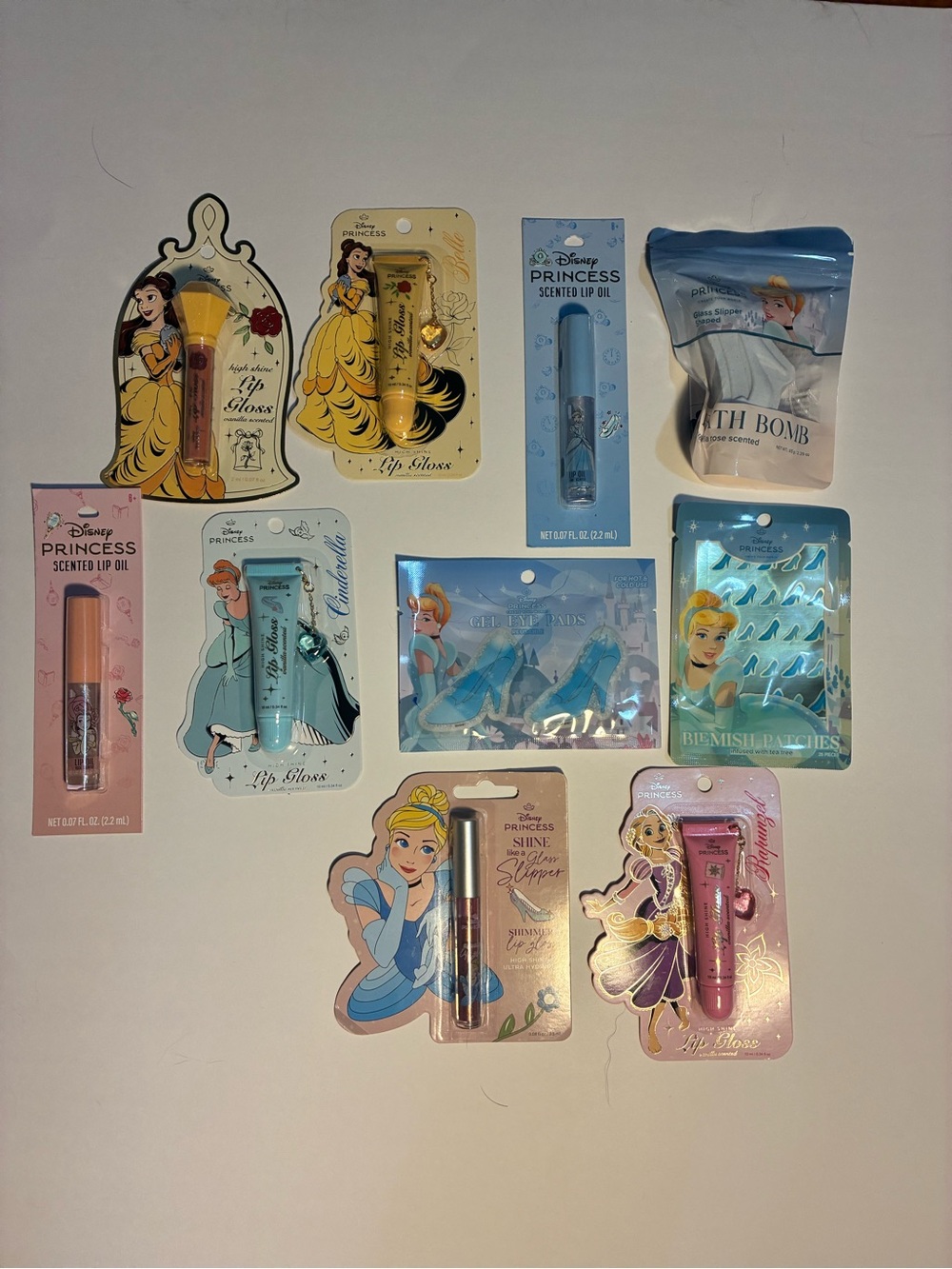 Disney Princess Lip Gloss & Scented Lip Oil Set - Pink, Blue, Yellow